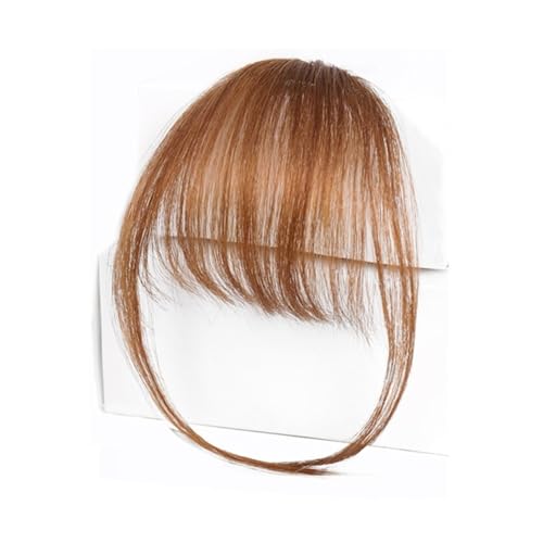 15cm Clip in Air Bangs Synthetic Hair Extensions One Piece Fringe Natural Flat with Temples Thin Fake Fringes Invisible Neat Bang Accessories for Women Girls(Light brown) von jianguohairsss