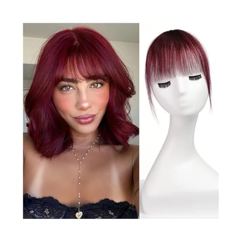 6 Zoll Clip-in-Pony-Haarteile, 100% Echthaar, Air-Pony for Frauen, Cosplay-Partys(Wine Red) von jianguohairsss