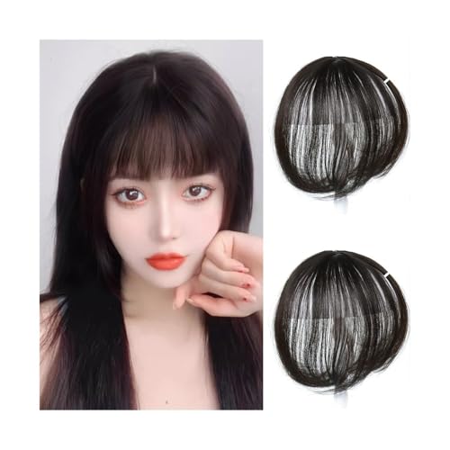 8 Zoll Clip-In 3D Air Bangs Natürlich aussehender Haarpony for Frauen und Mädchen Zweiteilige Clip-On-Pony-Haarverlängerung Teilperücke(Dark brown) von jianguohairsss