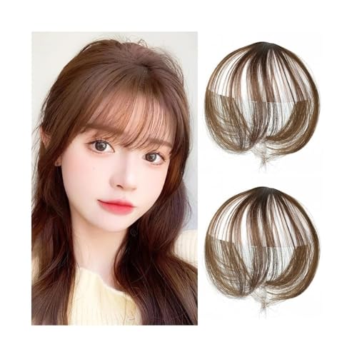 8 Zoll Clip-In 3D Air Bangs Natürlich aussehender Haarpony for Frauen und Mädchen Zweiteilige Clip-On-Pony-Haarverlängerung Teilperücke(Light brown) von jianguohairsss