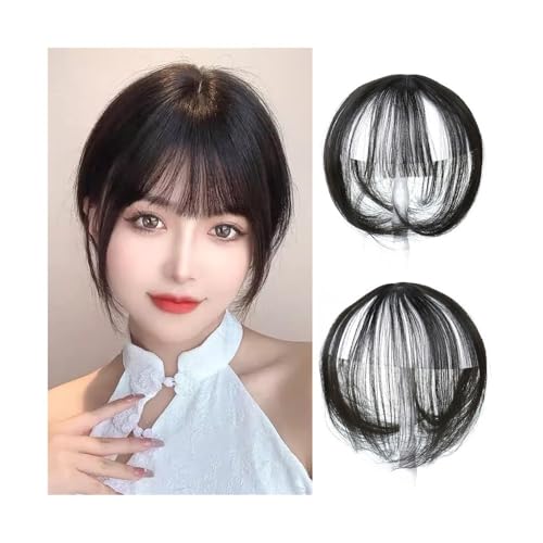8 Zoll Clip-In 3D Air Bangs Natürlich aussehender Haarpony for Frauen und Mädchen Zweiteilige Clip-On-Pony-Haarverlängerung Teilperücke(Natural black) von jianguohairsss
