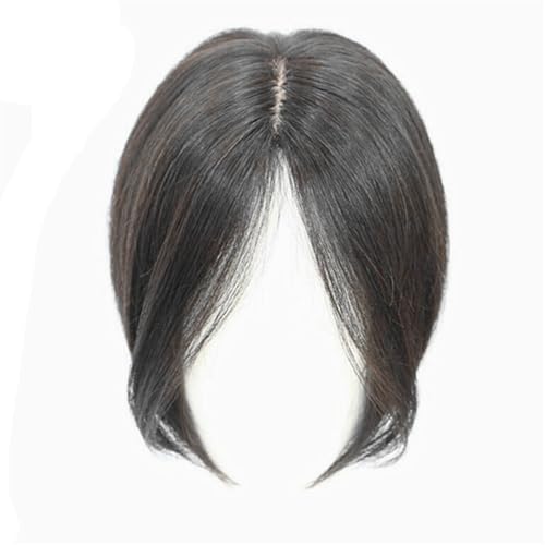 Clip-in-Haarteile aus Echthaar mit Pony, Mittelscheitel, indischer Pony, glattes Naturhaar, Kronen-Topper, Clip-in-Haarteile for Frauen mit dünner werdendem Haar(Natural Black) von jianguohairsss