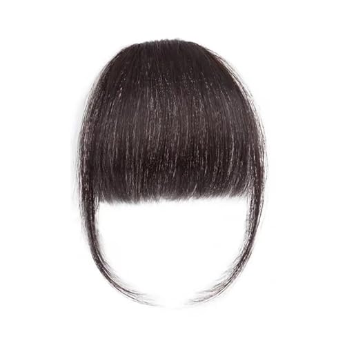 Frauen Clip in Pony Natürliche Stirn Haarverlängerungen Schwarz Braun Gerade Fransen Perücke Haarteile(Dark Brown) von jianguohairsss