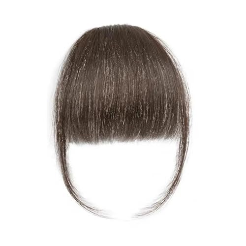 Frauen Clip in Pony Natürliche Stirn Haarverlängerungen Schwarz Braun Gerade Fransen Perücke Haarteile(Light Brown) von jianguohairsss