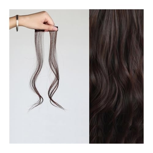Long Side Air Bangs, Wavy Curly Clip in Bangs Front Side Bangs for Women Daily Use 2 PCS Set Long Temples Natural Synthetic False Fringe Bangs(Deep brown) von jianguohairsss