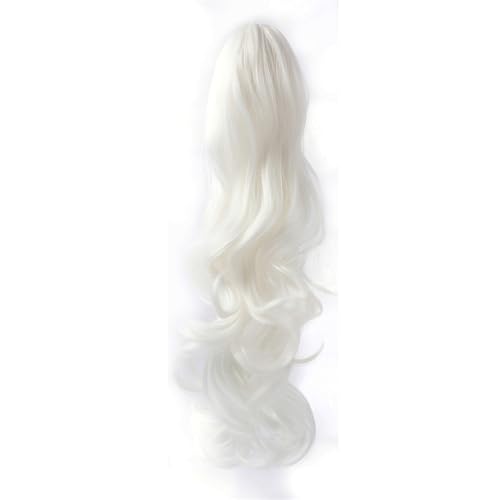 Ponytail Extension 18/24" Pferdeschwanzverlängerung, lang, gelockt, for Anklipsen, natürlich aussehendes synthetisches Haarteil for Frauen, helles Aschbraun, Blond(1001,18inches) von jianguohairsss