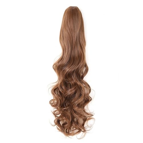 Ponytail Extension 18/24" Pferdeschwanzverlängerung, lang, gelockt, for Anklipsen, natürlich aussehendes synthetisches Haarteil for Frauen, helles Aschbraun, Blond(12,18inches) von jianguohairsss
