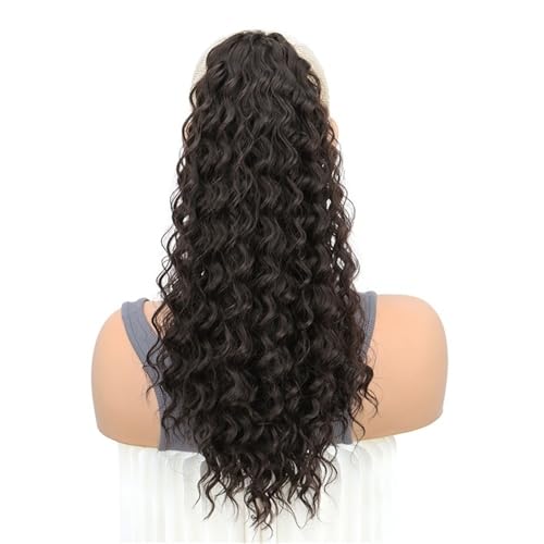Ponytail Extension 18 inch Drawstring Ponytail for Black Women Short Wavy Curly Ponytails Fluffy Natural Looking Pony Tails Hair Extensions Synthetic Hairpiece(4A) von jianguohairsss