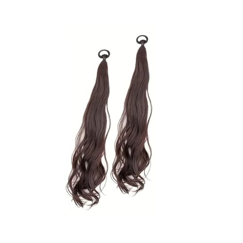 Ponytail Extension 2 Stück lockige Pferdeschwanzverlängerung mit Haargummi, natürliche Perücke, elastisches Band, gewellte, gefälschte Pferdeschwanzperücken, Zubehör for Frauen, täglich, 55,9 cm(2M33) von jianguohairsss
