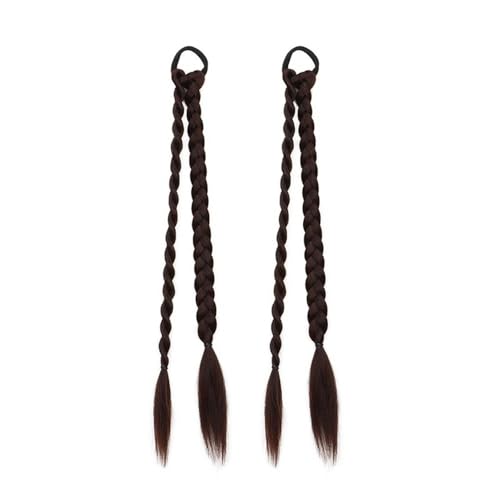 Ponytail Extension 2 Stück synthetische geflochtene Pferdeschwanz-Haarverlängerung mit Gummiband-Zöpfen, natürliche Haarteile for Frauen, Haar-Accessoires for den täglichen Gebrauch, 18 Zoll(2M33) von jianguohairsss