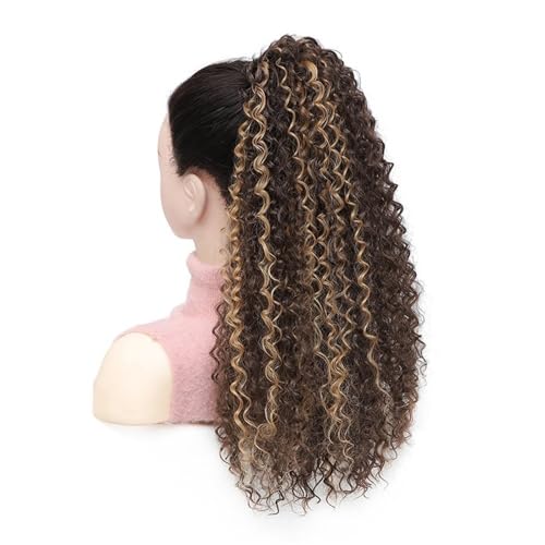 Ponytail Extension 20 Inch Drawstring Ponytail Extension for Women Deep Curly Synthetic Mixed with Human Hair Hairpieces Afro Kinky Curly Pony Tail for Daily Use(10h26) von jianguohairsss