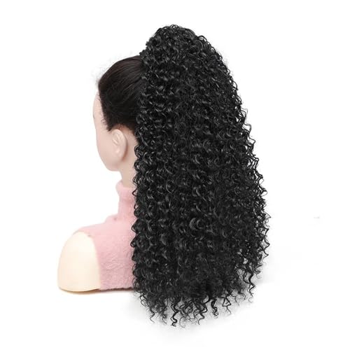 Ponytail Extension 20 Inch Drawstring Ponytail Extension for Women Deep Curly Synthetic Mixed with Human Hair Hairpieces Afro Kinky Curly Pony Tail for Daily Use(1b) von jianguohairsss