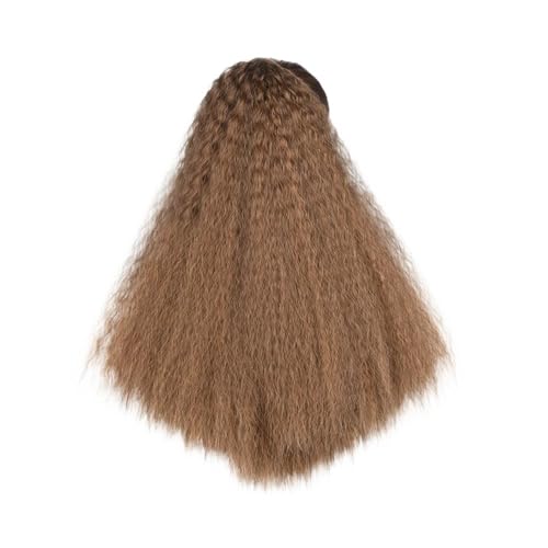 Ponytail Extension 22 Zoll verworrener gerader Pferdeschwanz Haarverlängerung Clip for Frauen synthetischer schwarzer Afro-Pferdeschwanz(Dark blonde) von jianguohairsss