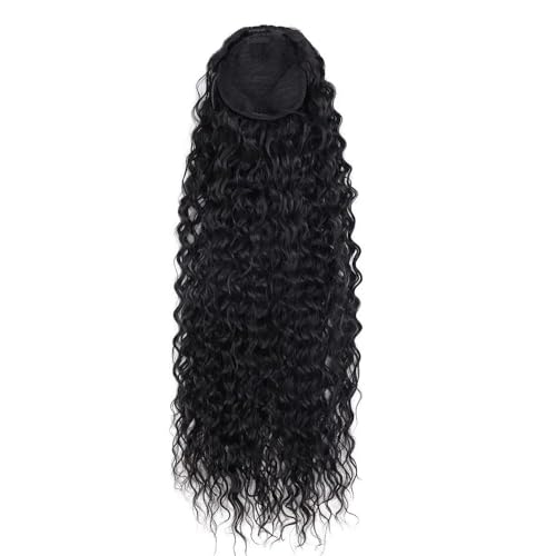 Ponytail Extension 24 Zoll lockige Pferdeschwanz-Erweiterungen synthetische tiefe Welle Kordelzug Pferdeschwanz for schwarze Frauen von jianguohairsss