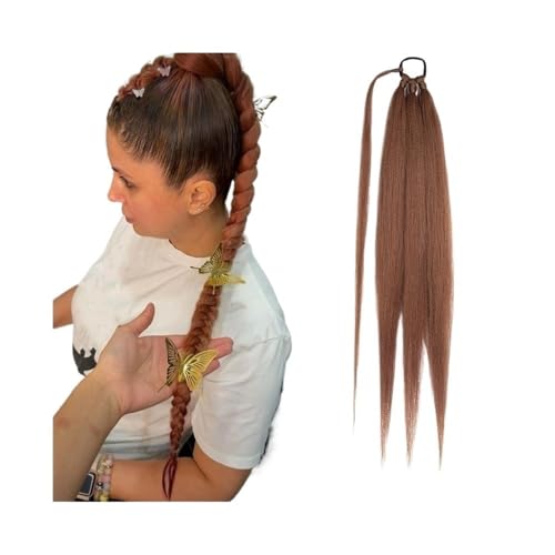 Ponytail Extension 26 Zoll synthetische geflochtene Pferdeschwanz-Haarverlängerungen for Frauen, geflochtener Pferdeschwanz mit Haargummi(Light Auburn) von jianguohairsss