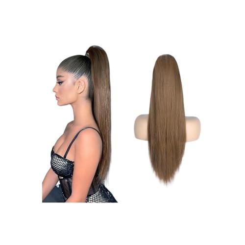 Ponytail Extension 40,6–66 Cm Lange Pferdeschwanz-Extensions,Farbe Braun, Clip-in-Pferdeschwanz-Haarteil, Echthaar-Haarteil, Clip-in-Pferdeschwanz For Frauen Und Mädchen(22inches) von jianguohairsss