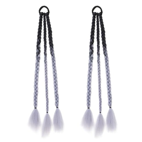 Ponytail Extension Colored Braids Hair Extensions with Rubber Bands Rainbow Braided Synthetic Hairpieces Ponytail for Women Girls Party Highlight 20 Inch 2pcs/Pack(B37#) von jianguohairsss