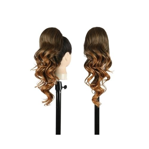 Ponytail Extension Drawstring Ponytail Extension for Women 20 Inch Curly Wavy Synthetic Clip in Ponytails Hairpieces Fake Pony Tails(T1B-27) von jianguohairsss