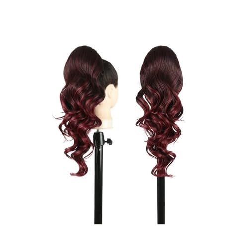 Ponytail Extension Drawstring Ponytail Extension for Women 20 Inch Curly Wavy Synthetic Clip in Ponytails Hairpieces Fake Pony Tails(T1B-Bug) von jianguohairsss