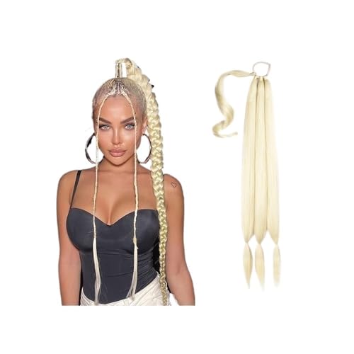Ponytail Extension Geflochtene Pferdeschwanzverlängerung, Synthetischer Langer Pferdeschwanz Mit Haargummi, Selbstgemachtes Geflochtenes Kunsthaarteil Frauen Im Alltag(Blonde,26inches) von jianguohairsss