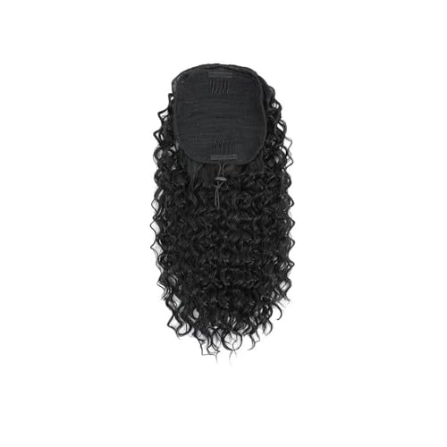 Ponytail Extension Human Hair Drawstring Ponytail Extension Water Wave in Natural Color 1B Corn Wave Ponytail Clip in Extensions for Black Women (12-26 Inch)(26inches) von jianguohairsss