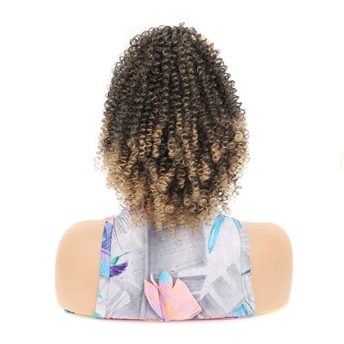Ponytail Extension Kinky Curly Drawstring Ponytail for Black Women, 10 Inch Synthetic Hairpieces Clip in Curls Afro Puff Pony tail Extensions(1BT27) von jianguohairsss