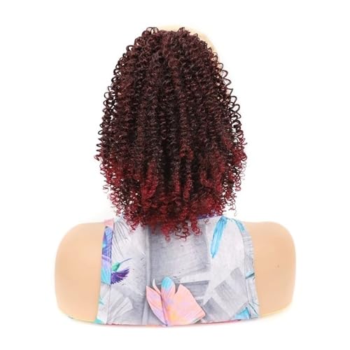 Ponytail Extension Kinky Curly Drawstring Ponytail for Black Women, 10 Inch Synthetic Hairpieces Clip in Curls Afro Puff Pony tail Extensions(1BTBUG) von jianguohairsss