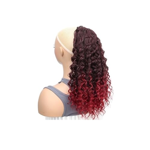 Ponytail Extension Kinky Curly Kordelzug Pferdeschwanz Afro Curl Synthetische Faser Clip In Pferdeschwanz for Frauen Dicke Coily Locken Natürlich aussehendes Haarteil 18 Zoll(1BBug) von jianguohairsss