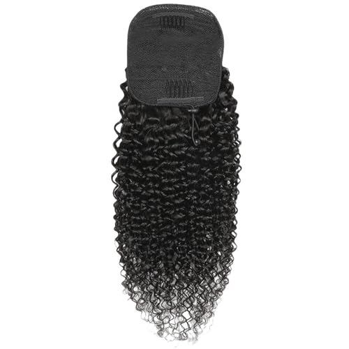 Ponytail Extension Kinky Curly Pferdeschwanz Echthaar Kordelzug Pferdeschwanz for schwarze Frauen Naturschwarz(8inch) von jianguohairsss