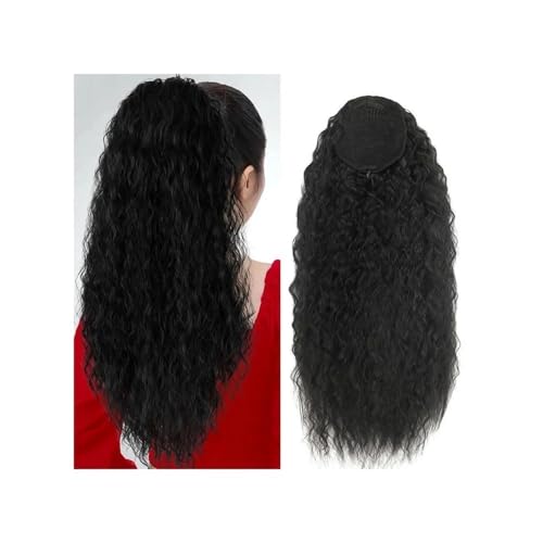 Ponytail Extension Lange Lockige Gewellte Pferdeschwanz-Haarverlängerung For Frauen, Synthetischer Pferdeschwanz Mit Kordelzug, Blonder Gefälschter Pferdeschwanz(Black) von jianguohairsss