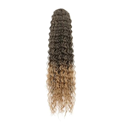 Ponytail Extension Pferdeschwanz-Verlängerung, 55,9 cm, mit Kordelzug, lockig, gewellt, Haarclip for Anklipsen, Haarteil for Frauen, Schwarz(Black Blonde) von jianguohairsss
