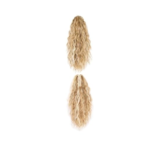 Ponytail Extension Pferdeschwanz-Verlängerung mit Klauenclip for Frauen, 45,7 cm lange, gewellte Maishaar-Verlängerungen, flauschiges synthetisches Pferdeschwanz-Haarteil(27H613) von jianguohairsss