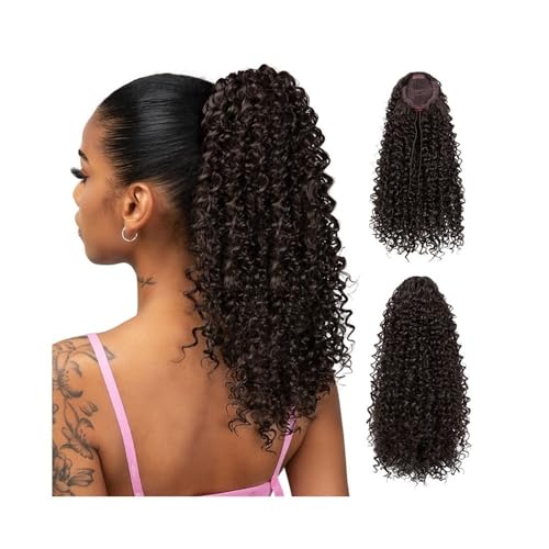 Ponytail Extension Ponytail Extension 16 Inch Drawstring for Women Synthetic Short Curly Wavy Fluffy Clip in Ponytails Hair Extensions for Daily Halloween Use(Dark Brown) von jianguohairsss