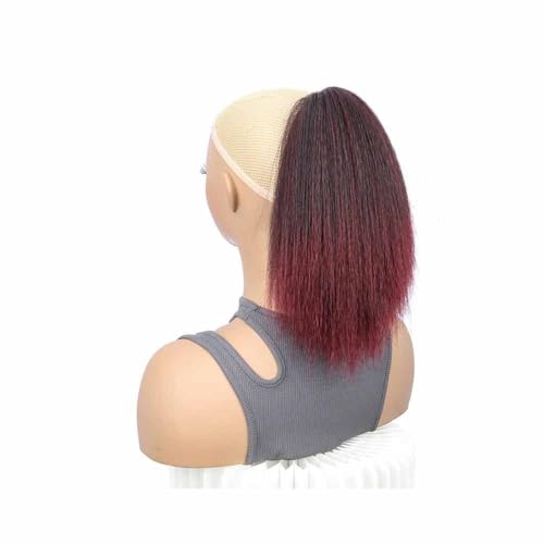 Ponytail Extension Straight Drawstring Ponytail for Women Synthetic Thick Kinky Straight Hairpieces 10 inch Clip in Ponytails Extension for Girl Daily Use(1Bbug) von jianguohairsss
