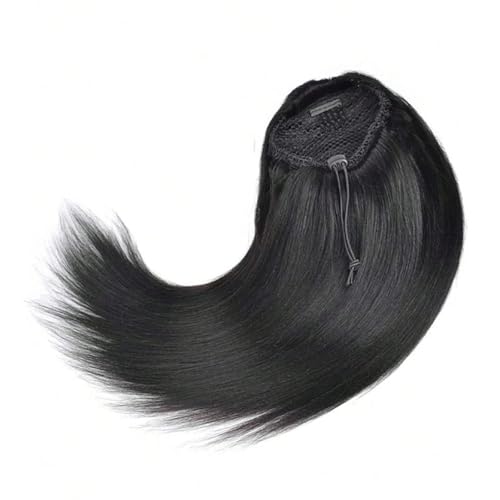 Ponytail Extension Straight Human Hair Ponytail Extension，Drawstring Pony tail for Black Women Clip In Hairpiece 100 g Natural Color(10inch) von jianguohairsss