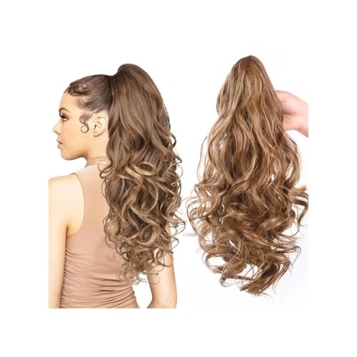 Ponytail Extension Synthetic Hair Piece Claw Clip in Ponytail Extension for women, Layered Wavy Hair Pony tail Extension, Soft Natural Looking(Ginger Brown,12inch) von jianguohairsss