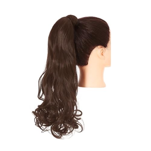 Ponytail Extension Synthetische Lange, Natürlich Gewellte Pferdeschwanz-Haarverlängerung For Frauen, Hitzebeständige Clip-in-Pferdeschwanz-Haarteile For Umwickeln(Dark Brown) von jianguohairsss