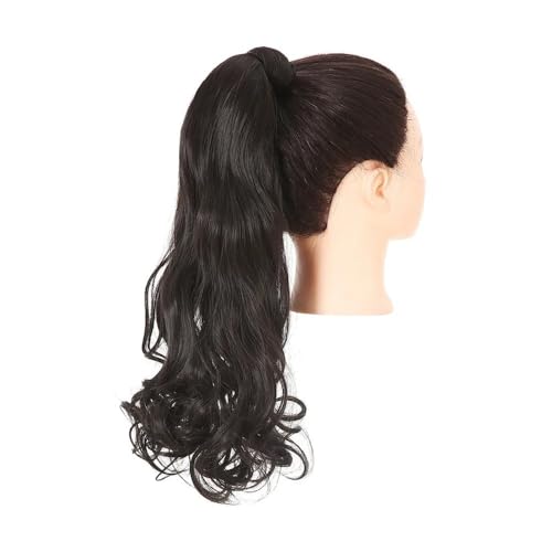 Ponytail Extension Synthetische Lange, Natürlich Gewellte Pferdeschwanz-Haarverlängerung For Frauen, Hitzebeständige Clip-in-Pferdeschwanz-Haarteile For Umwickeln(Off Black) von jianguohairsss