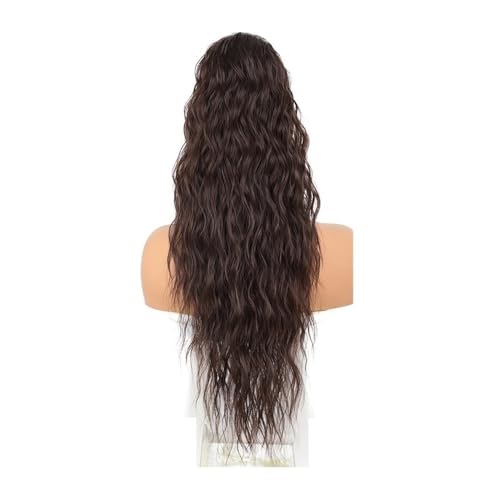 Ponytail Extension Synthetische lange gewellte Pferdeschwanz-Extensions for Frauen, blond, mit Kordelzug, for Anklipsen(Brwon) von jianguohairsss