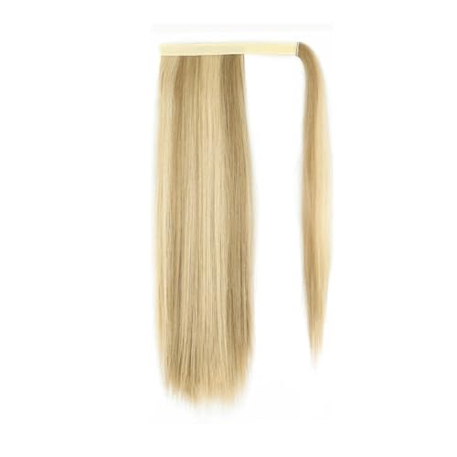 Ponytail Extension Synthetischer langer gerader Pferdeschwanz for Umwickeln, Clip-in-Haarverlängerung for Frauen, natürlicher Mix aus blondem Pony-Haarteil(Mix Highlight Blonde) von jianguohairsss