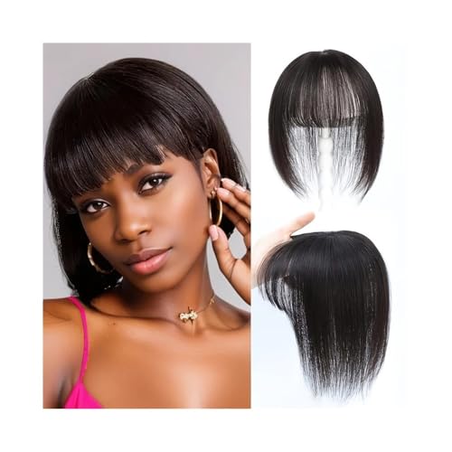 Seide gerade Topper natürliche schwarze Haare Pony menschliche Frauen Teil dünne Clip in Haarverlängerungen(8inch) von jianguohairsss