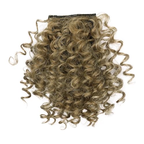 Synthetische Perücke mit lockigem Pony for schwarze Frauen, kurzer Afro-Kinky-Pony, Clip-in-Pony, for den täglichen Gebrauch(Light Brown) von jianguohairsss