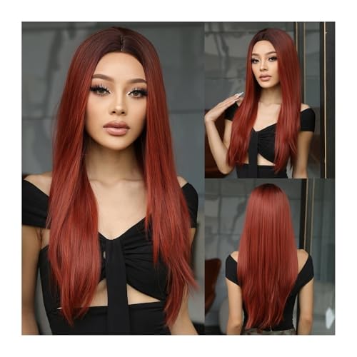 24 Zoll lange rotbraune glatte synthetische Perücken Burgunderrotes Haar Cosplay Perücke Mittelteil for Frauen Afro Natürlich Täglich Party Hitzebeständig Daily Use 24 Zoll lange rotbraune glatte synthetische Perücken Burgunderrotes Haar Cosplay Perücke Mittelteil for Frauen Afro Natürlich Täglich Party Hitzebeständig Daily Use von jianjunchaling