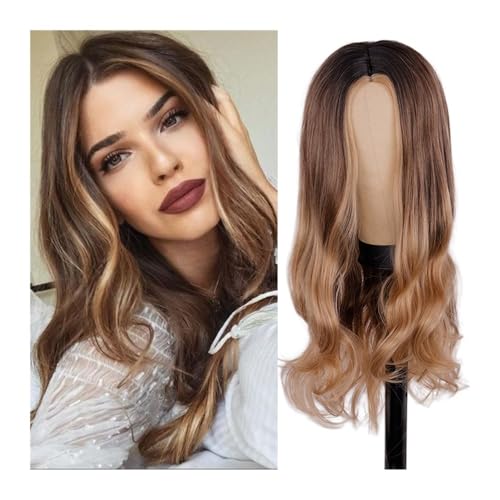 28" Long Wavy Ombre Brown Blonde Wigs with Dark Roots for Women, Middle Part Synthetic Wig with Natural and Fluffy Hairline for Daily Use Daily Use 28" Long Wavy Ombre Brown Blonde Wigs with Dark Roots for Women, Middle Part Synthetic Wig with Natural and Fluffy Hairline for Daily Use Daily Use von jianjunchaling