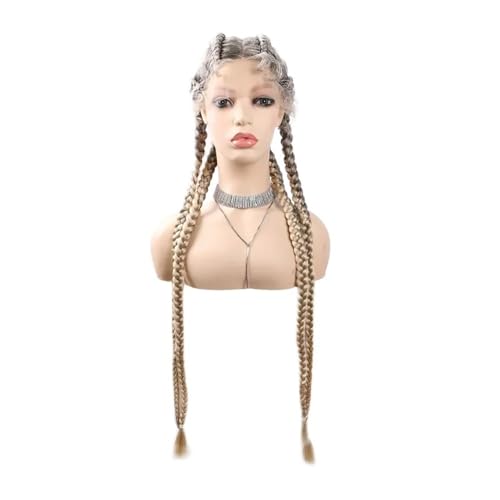 32 Inch 4x Twist Braided Dutch Wig for Women Fishbone Braids Synthetic T Part Lace Front Braids Wigs Daily Use(T1B 613) von jianjunchaling