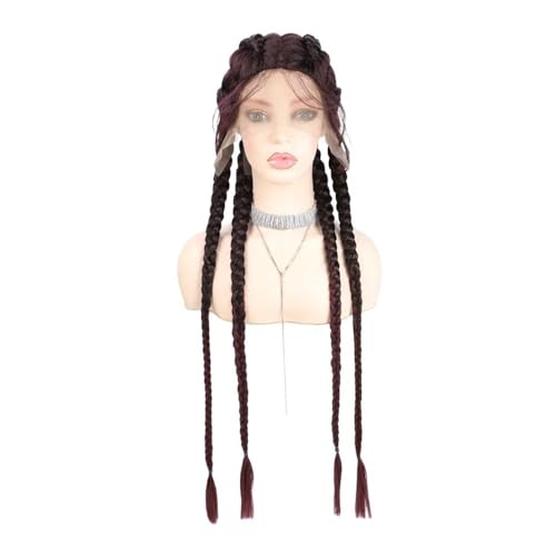 32 Inch 4x Twist Braided Dutch Wig for Women Fishbone Braids Synthetic T Part Lace Front Braids Wigs Daily Use(T99J) von jianjunchaling