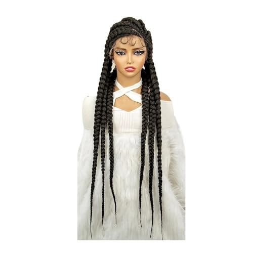 36" Knotless Jumbo Box Braided Wig for Black Women 6 Strands,HD Full Lace, Lightweight Synthetic Handmade（Black） Daily Use von jianjunchaling