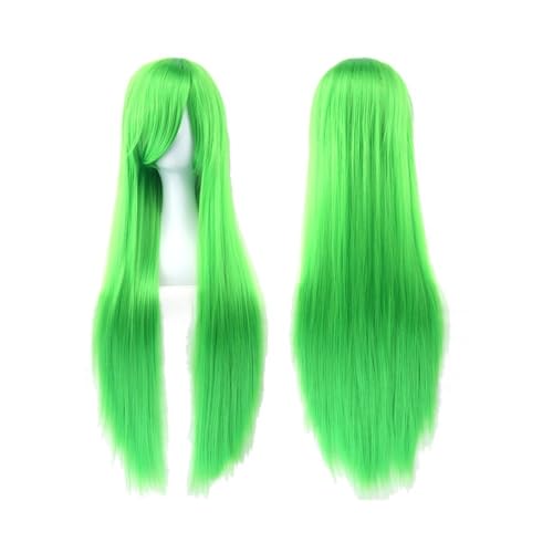 80 cm lange, glatte Perücke, Cosplay-Perücke, synthetische Perücken mit Pony for Halloween, Anime-Haar for Damen, Kostümparty Daily Use(Apple Green) von jianjunchaling