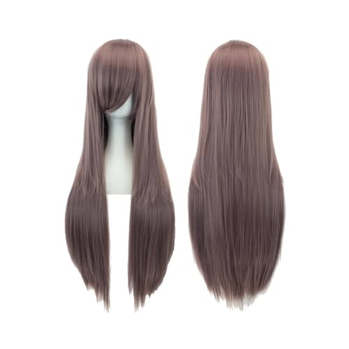 80 cm lange, glatte Perücke, Cosplay-Perücke, synthetische Perücken mit Pony for Halloween, Anime-Haar for Damen, Kostümparty Daily Use(Ash Purple) von jianjunchaling