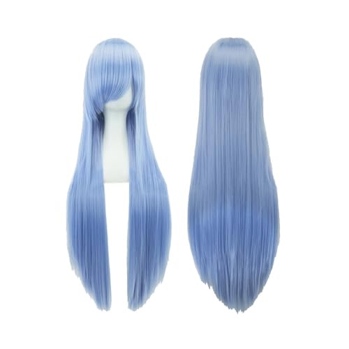 80 cm lange, glatte Perücke, Cosplay-Perücke, synthetische Perücken mit Pony for Halloween, Anime-Haar for Damen, Kostümparty Daily Use(Elf Blue) von jianjunchaling
